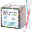 Gel Pens For Coloring, 72 Pack Colored Pens for Black Paper & White Paper, 0.6MM Fine Point Pens for Coloring, Writing, Drawing, Journaling, Note Taking, Office, Home (72PCS-Gift Box-8 stackable layers)