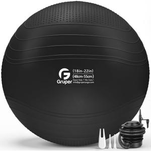 Gruper Yoga Ball, Extra Thick Non Slip Exercise Ball, 4 Sizes, 22 Inch ,m