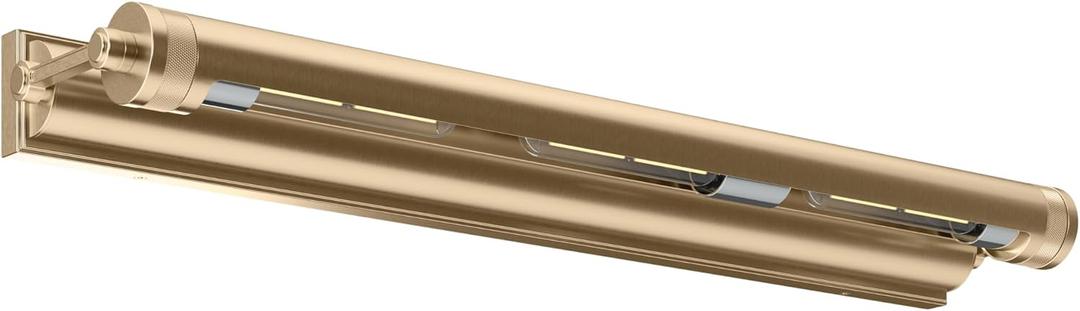 Kichler Kenton 30 Inch 3 Light Luxe Industrial Picture Light, in Champagne Bronze with Adjustable Shade, Wall Mount Horizontally, (30" W x 2.75" H), 52816CPZ