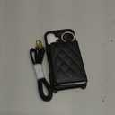 for iPhone 16 Case with Card Holder and Strap for Women,Crossbody Lanyard, Make Up Mirror,Ring Stand,Snap Clasp,Cute Phone Wallet Cases 6.1 inch - Black