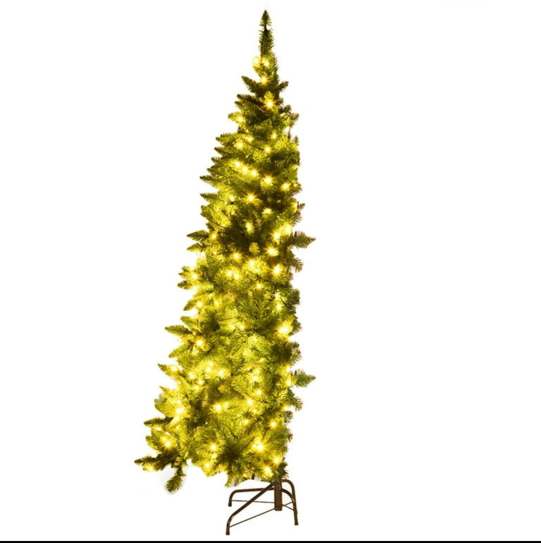 5ft Pre-lit PVC Artificial Half Christmas Tree 250 LED Lights