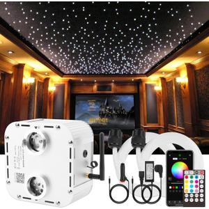 CHINLY 32W Twinkle 1600pcs 13.1ft 0.03in Fiber Optic Lights Starlight Headliner kit, Music Mode Bluetooth APP Control Remote, RGBW Star roof Lights for Star Headliner/Home Theater/Pool Ceiling