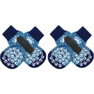 EXPAWLORER Anti Slip Dog Socks to Prevent Licking Paws, Dog Shoes for Hot Pavement, Dog Booties for Small Medium Large Senior Dogs, Traction Control Boots & Paw Protectors for Hardwood Floors (Small (4 Count), Blue)