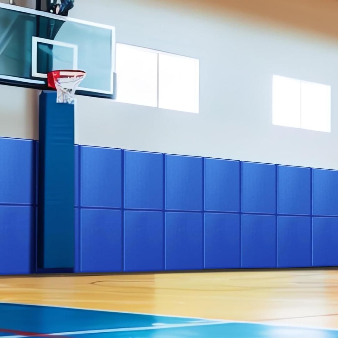 Liliful Gym Wall Padding Protection Wall Pad Durable Waterproof Gym Basketball Court Protectors with Double Sided Tape for Garage Basement Taekwondo Safety(72 x 20 x 2,Blue,1 Pcs)