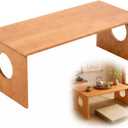 Nuanchu Japanese Floor Table - Foldable Bamboo Low Coffee Desk for Sitting on Rug, 31.5" Japandi Tea Platform for Tatami Seating, Meditation Altar & Low-Profile Cushion Tray, 31.5" x 14.5" x 11.8"