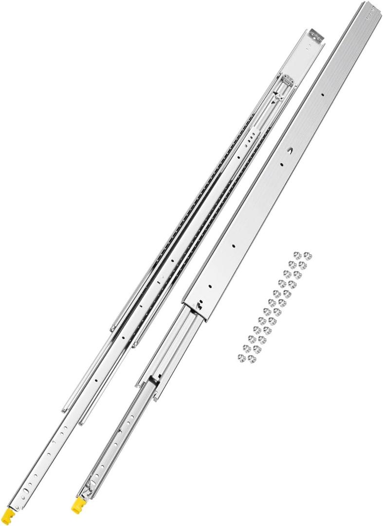 VEVOR 1 Pair Full Extension Drawer Slides 18 20 22 28 30 32 36 38 40 44 48 52 56 60 in, 500 lbs Load Capacity Locking Drawer Slides, Ball Bearing with Lock Side Mount Drawer Slide Rail