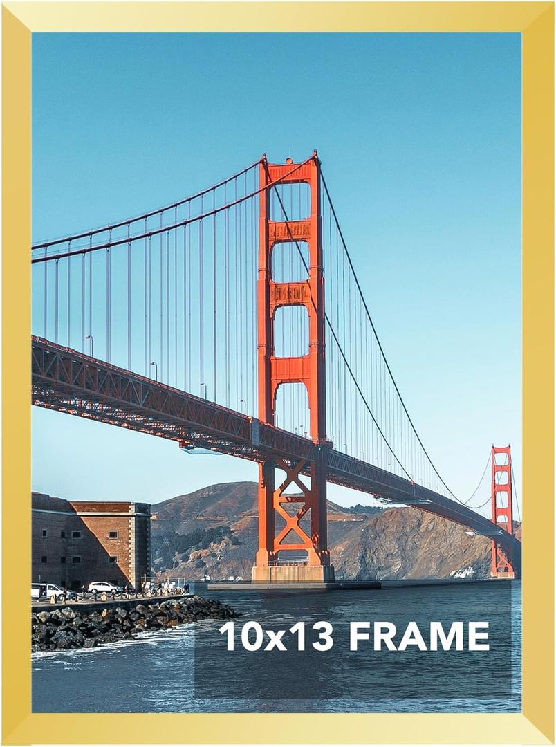 OMISHE 10x13 inch Picture Frame Gold for Wall Hanging, 10 x 13 Frame Wall Gallery Photo Frame, Gold