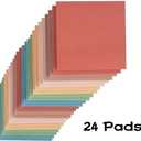 2 x (24 Pads) Sticky Notes 3x3 inch, Self-Stick Pads Vintage Colors Sticky Note, Recyclable, Easy to Post for Home, Office, Notebook