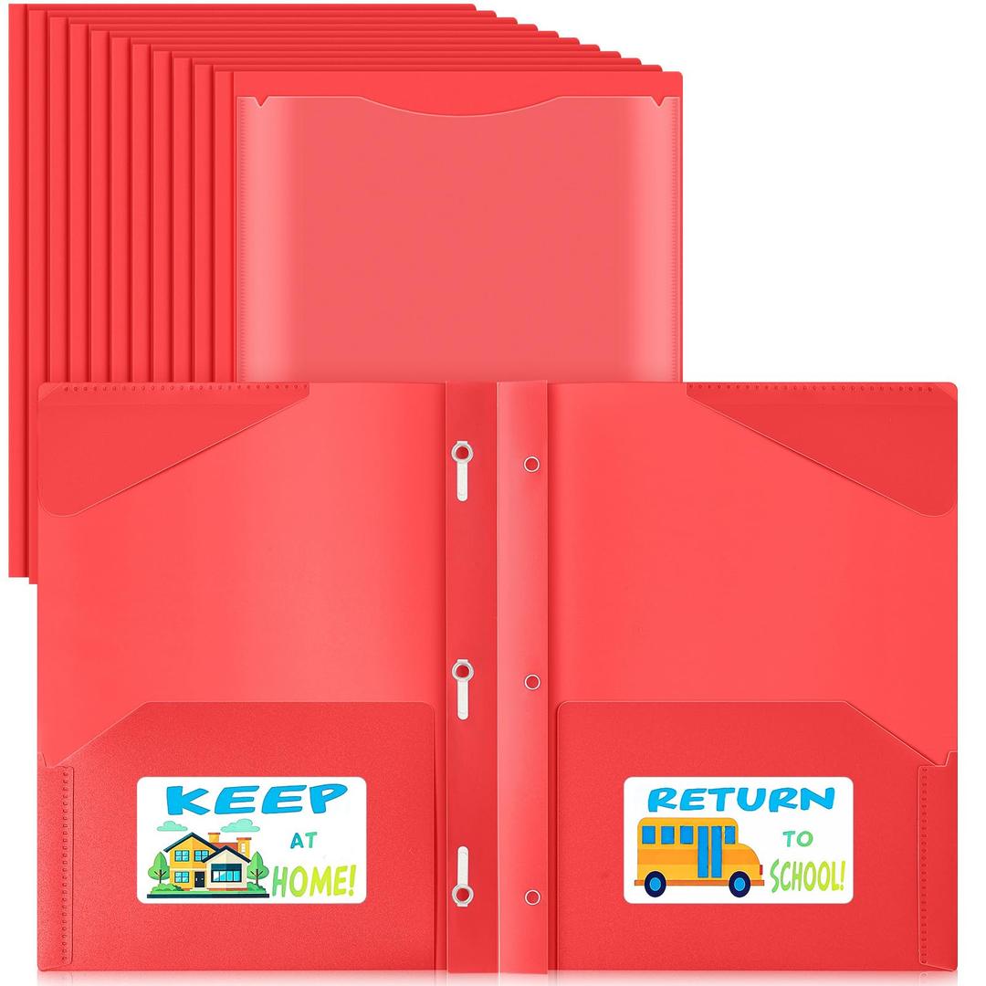 Henoyso 100 Set Take Home Folders with Clear Front Pocket, Red
