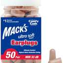 Mack's Ultra Soft Foam Earplugs, 50 Pair - 33dB Highest NRR, Comfortable Ear Plugs for Sleeping, Snoring, Travel, Concerts, Studying, Loud Noise, Work | Made in USA