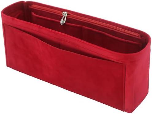 Purse Organizer Insert, Suede Bag Organizer Handbag Tote Shaper, Suede Material, Soft and Non Damaging Bag (Small,Red)