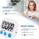LinkDm 6 Pack Small Digital Kitchen Timer Magnetic Back and ON/Off Switch,Minute Second Count Up Countdown, White