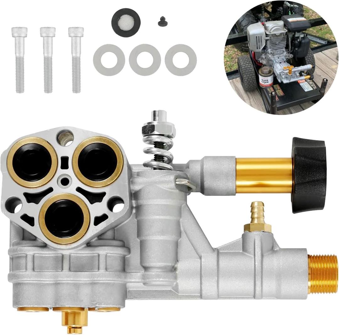 HRepiar 7108366 Pressure Washer Pump Manifold fits for Technologies 510020 and 520006 Axial Cam Pressure Washer Pump Replacement Simpson 7108366 Cleaning Manifold