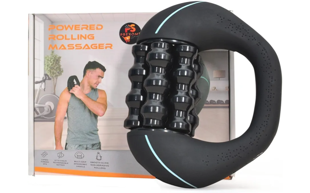 RPM Mini - Rolling Percussive Massager | Percussive Therapy | Whole Body Relief | Deep Tissue and Muscle Recovery | Percussion Massage | Rechargeable | Hands-Free Base (Black