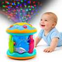 Baby Toys 6-12 Months Ocean Projector Rotating Musical Light Up Tummy Time Toys for Infant 0-6 3-6 Months Baby Aquarium Crawling Toys 4 5 6 7 8 9 12-18 Months Boy Girl 1 Year Old Birthday Shower Gifts, Medium