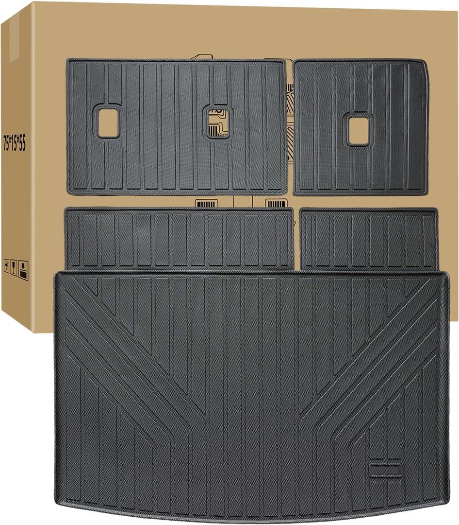 Cargo Liner Fits for Ford Expedition Max/Lincoln Navigator L 2018-2024, All Weather Back Seat Cover Trunk Cargo Mat for Expedition Accessories (Backrest Mat+Trunk Mat)(Only for Max & L)