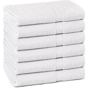 Towel and Linen Mart 100% Cotton White 6 Pack Medium Bath Towel Set, Quick Dry, Super Absorbent, Light Weight, Soft Feel, Premium Towels for Hotel, Spa and Bathroom (24 X 48 6 Pack White)