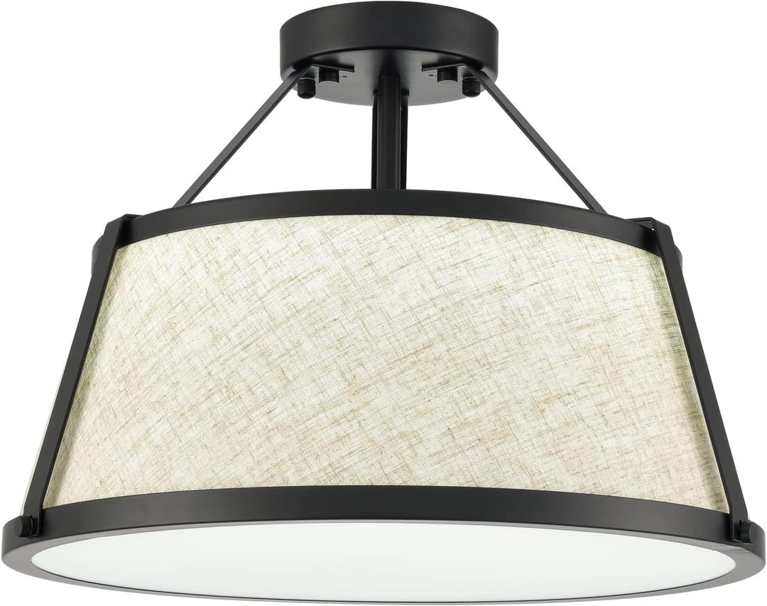 DANSEER Drum Flush Mount Ceiling Light Black Finish Dimmable LED for Bedroom Hallway Living Room Entry
