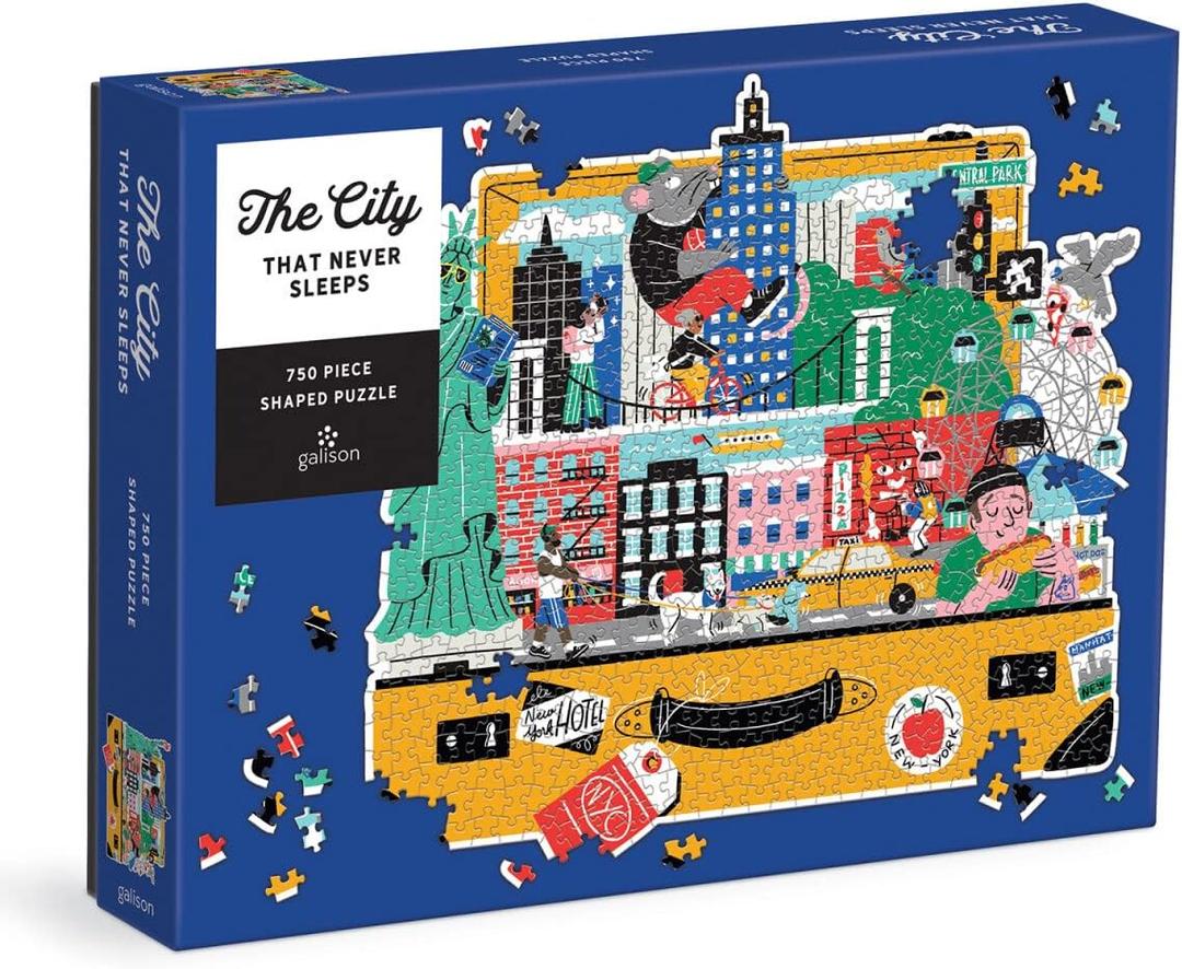 Galison The City That Never Sleeps 750 Piece Shaped Puzzle - New York City Themed Shaped Jigsaw Puzzle for Adults, Thick and Sturdy Pieces, Challenging and Fun Indoor Activity!