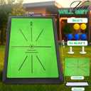 Golf Hitting Mat with Dual-Turf & Swing Feedback, Portable Golf Practice Mat with Anti-Slip Base for Indoor/Outdoor Use, Includes Ball Tray, 5 Balls & 2 Tees, Perfect Golf Mat for Chipping & Driving