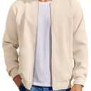 COOFANDY Mens Fashion Jacket Casual Lightweight Jacket Flight Bomber Jacket With Pockets Beige, Medium