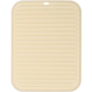 uxcell Silicone Dish Drying Mat, 9" x 12" Silicone Trivets for Hot Pots and Pans Dish Drainer Mat Heat Resistant Non-slip Dish Drying Pad for Kitchen Counters, Beige