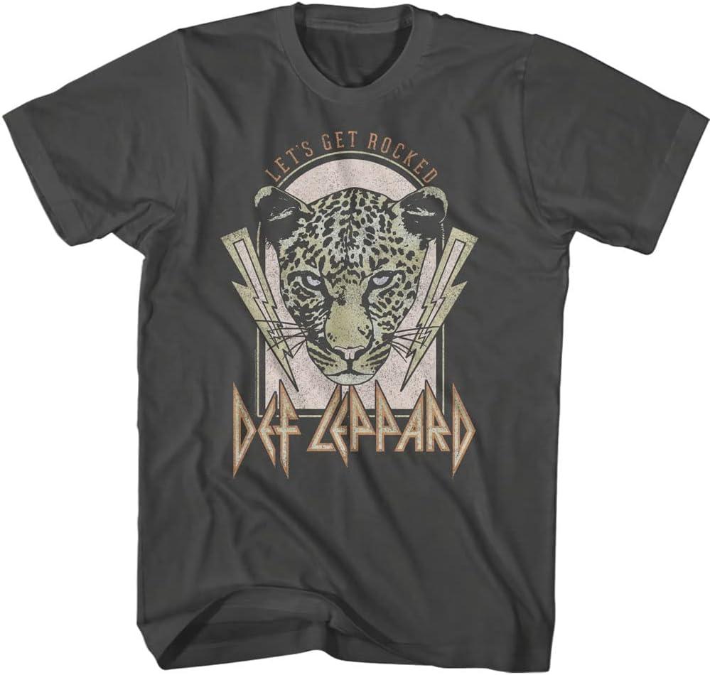 Def Leppard T Shirt Let's Get Rocked Mens Short Sleeve T Shirts Classic Rock Vintage Style Graphic Tees (Large)
