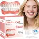 Moldable False Teeth, Dentures for Women and Men, Upper and Lower Silicone Denture Set, Fix Your Smile in Minutes, 1PCS-M