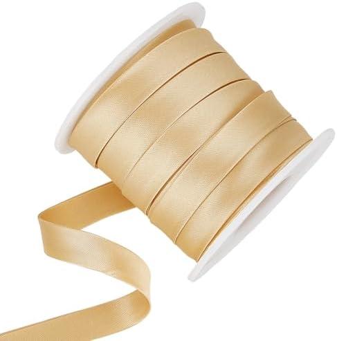 BENECREAT 13.6 Yard Satin Bias Tape 0.47inch Double Fold Satin Binding Bias Ribbon for Cheongsam Decoration, Clothing Seaming Piping, Light Khaki