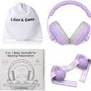 Lilian&Gema 2-in-1 Baby Ear Muffs Noise Protection up to 48 Months - Baby Airplane/Travel Essentials - Adjustable Noise Reduction Earmuffs - Ear Protection Headphones for Infant & Toddler, Purple