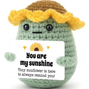 2 x Agantree art Cute Birthday Valentine's Day Gifts for Women You are My Sunshine Gift Ideas for Women 20s Mini Funny Crochet Handmade Sunflower Gifts Dolls Active Support Ideas