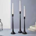 Denique Iron Taper Candle Holder Set of 3, Black Candlestick Holders 19.317 14 Heightening Decorative Candle Stand Set for Wedding, Dining Table, Home Decoration (Black)