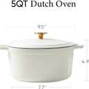 CAROTE 5QT Enameled Cast Iron Dutch Oven Pot with Lid, Heavy-Duty Dutch Oven for Sourdough Bread Baking, Braising, Stews, Roasting, Healthy & Non-Toxic, Dual Handles, All Stovetop Compatible, Oven Safe up to 500 F, Cream White