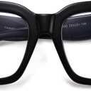 FEISEDY Women Men Blue Light Blocking Glasses Frame Oversized Designer Luxury Square Eyewear B2695-FF (Bright Black Frame)
