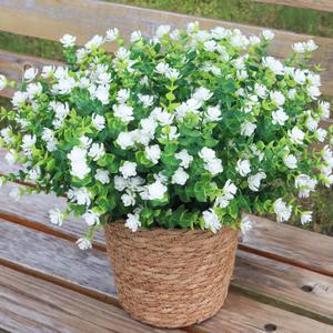 Artificial Flowers for Outdoors, 12 Bundles UV Resistant Realistic Faux Plants for Outside Porch Planter, Spring Summer Home Garden Decoration, White
