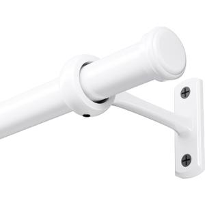 Curtain Rod 72-144 Inch, 1" Diameter Curtain Rods for Windows, Heavy Duty Long Drapery Rod with Brackets for Bedroom, Living Room, Kitchen, Patio(White)