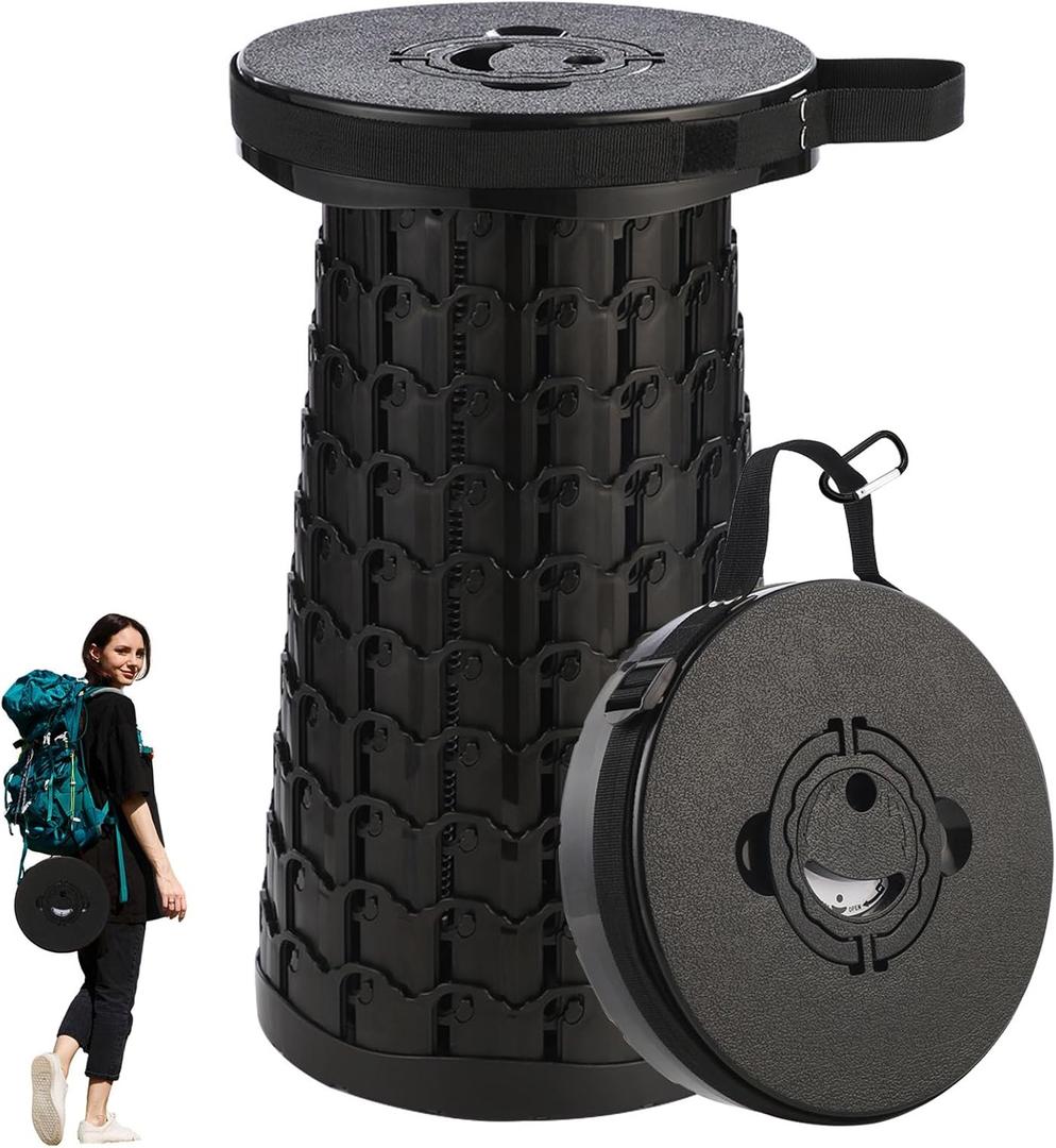 18-inch Heavy Duty Collapsible Stool - 800 lbs Capacity, 2.6 lbs Lightweight Portable Folding Stool for Camping, Travel, Music Festivals and Other Outdoor Events