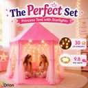 Orian Princess Tent for Kids, Toddler & Kids Pink Play Tent Indoor & Outdoor Princess Castle Fort for Girls and Toddlers Ages 2-7, 55x53, LED Star Lights, Childrens Toys and Gifts for Girls