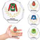 Soaoo 4 Pieces Acrylic Ugly Christmas Sweater Trophy 4.7 Inches Funny Christmas Sweater Party Trophy Award Ugly Sweater Contest Prizes for Adults Women Items Xmas Supplies, 4 Styles