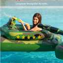 QPAU Inflatable Tank Pool Float for Adults & Kids Ride-On Camouflage Floaty with Water Cannon, Swim Raft Toy for Boys Girls, Lake Beach Backyard Party Floaties