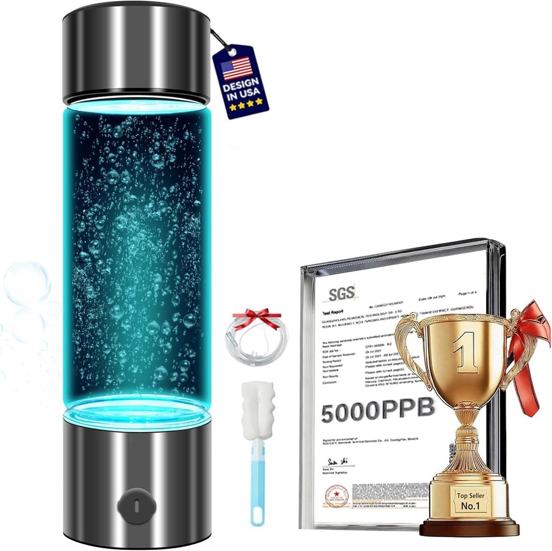 2025 New Hydrogen Water Bottle-Hydrogen Concentration up to 5000 PPBSGS-Certified Hydrogen Generator2025 SPE/PEM Technology Odorless Double Hydrogen Content for Sports/Home/Office/Travel HC2 (gray)