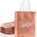 30 Pcs Thank You Gift Bags with Handles Bulk Reusable Thank You Return Gift Bags Nonwoven Foldable Bag for Business, Shopping, Wedding, Baby Shower, Graduations, Party Favors (Rose Gold-2, Nonwoven-8"L x 4" W x 10"H)