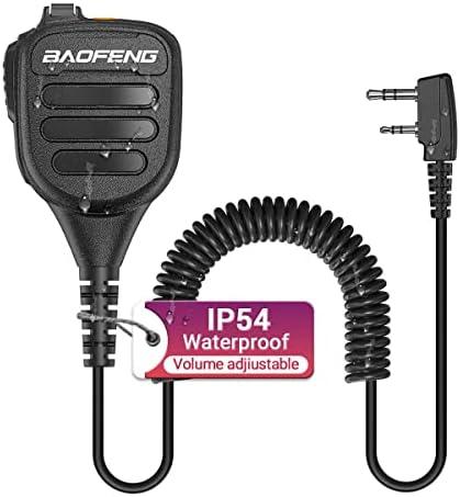 BAOFENG Microphone Handheld Heavy Speaker BF-850 Ham Radio Mic IP54 Waterproof Volume Adjustable Speaker Mic for UV-5R BF-F8HP PRO AR-5RM UV-21R UV-32for Kenwood Retevis Walkie Talkies Pack of 1