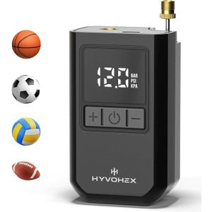 Ball Pump for Sports Balls, Portable Electric Basketball Pump Ultra Fast Inflation, with Digital LED Display Air Pump for Balls, Preset Pressure with Ball Needle for Soccer, Volleyball (Black)