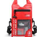 250 PCS Waterproof First Aid Kit, Roll Top Reflective Boat Dry Bag Bug Out Bags, Emergency Medical Kit Ideal for Boating, Camping, Fishing, Kayaking, Floating, Red