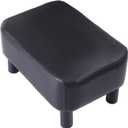 IBUYKE 16.54" Small Footstool, PU Faux Leather Step Stool, with Padded Seat Pine Wood Legs and Padded Rectangular Stool, for Bedroom, Black RF-BD210