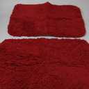 MIULEE Set of 2 Non Slip Shaggy Bathroom Rugs Extra Thick Soft Bath Mats Plush Microfiber Absorbent Water for Tub Shower Machine Washable (Red, 16x24 inches)