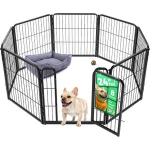 FXW Homeplus Unleashed Indoor Dog Playpen - Stress-Free and Safe Play, Heavy Duty 24 Inch 8 Panels Dog Pen for Puppy and Small Dogs, BlackPatented