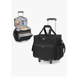 Trunab Rolling Scrapbook Tote with Expandable File Pocket, Large Craft Organizer and Storage Bag with Detachable Trolley for Scrapbooking Supplies and Art Tools (Patented Design)