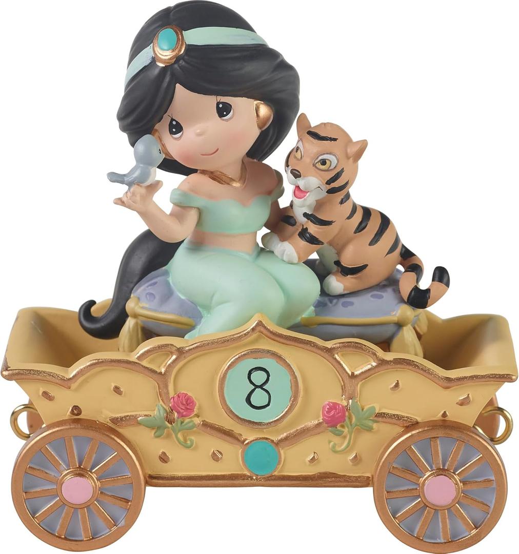 Precious Moments Disney Jasmine Birthday Figurine  Disney Birthday Parade Age 8  Aladdin Princess Collectible Resin Figurine